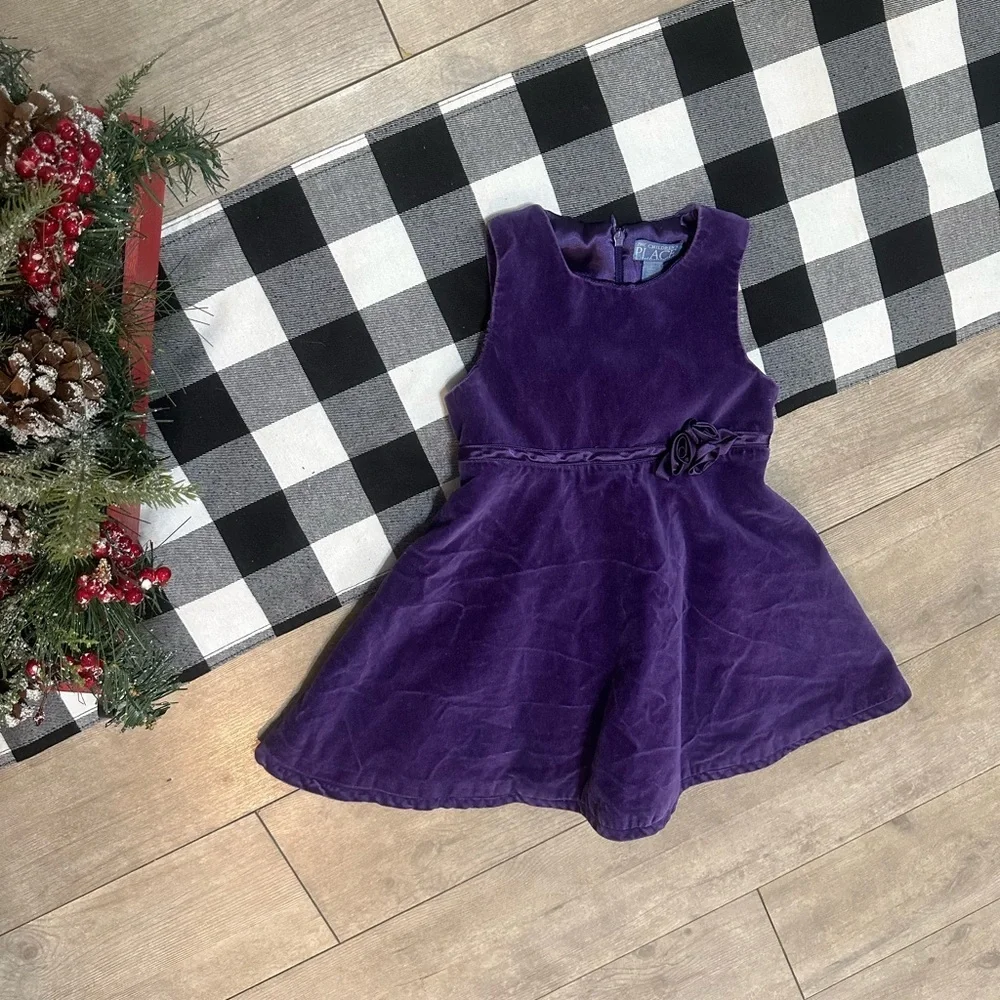 Vintage 90s Toddler Girl Purple Velvet Dress Children’s Place 3T Formal Holiday